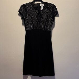 Elegant Black Mini Dress with Silver Accents